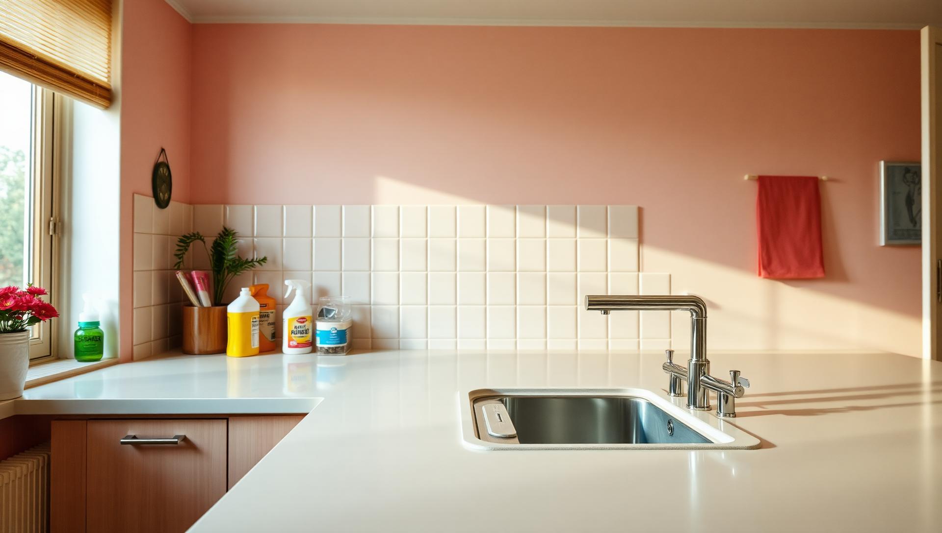 Gleaming clean kitchen counter and sink in a Central Valley home